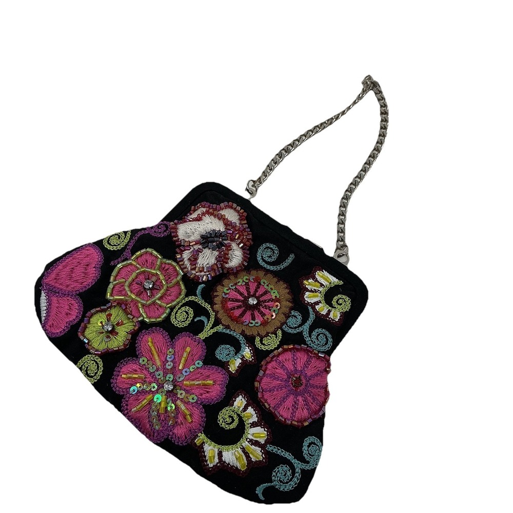 Vera Bradley 25th Anniversary Beaded Embroidered Kisslock Petite Clutch Perfect - Picture 2 of 7